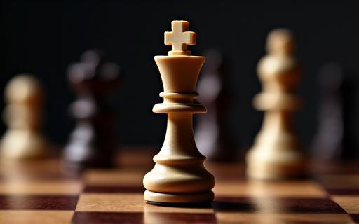 A chess piece moving forward on a board, symbolizing strategy.